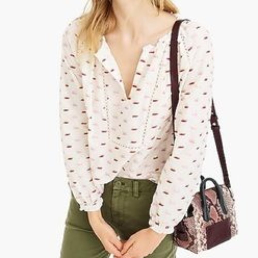 Point Sur ~ Ruffle metallic Clip Dot Ivory Blouse